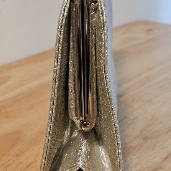 Small Silver Sparkle Evening Wear Handbag Clutch Purse Rhinestone Closure - Picture 4 of 5